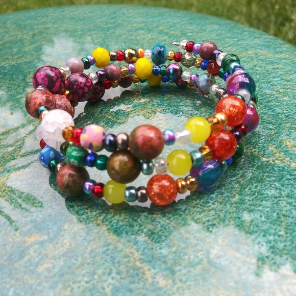 AGATE HOWLITE Crystals Gemstone Bracelet Handmade Beaded Festival Gift Beads - Picture 16 of 17